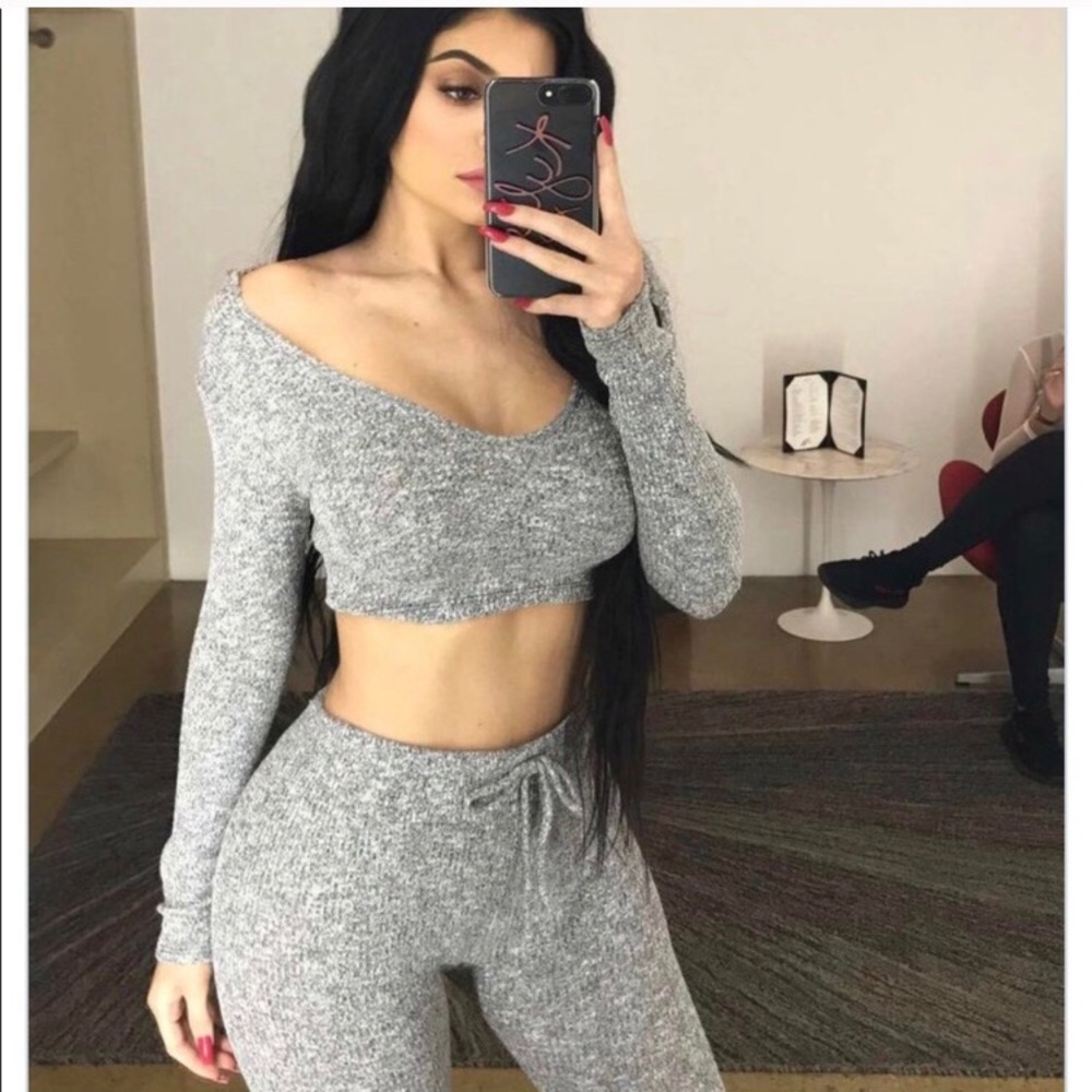 Fashion nova grey knit lounge set